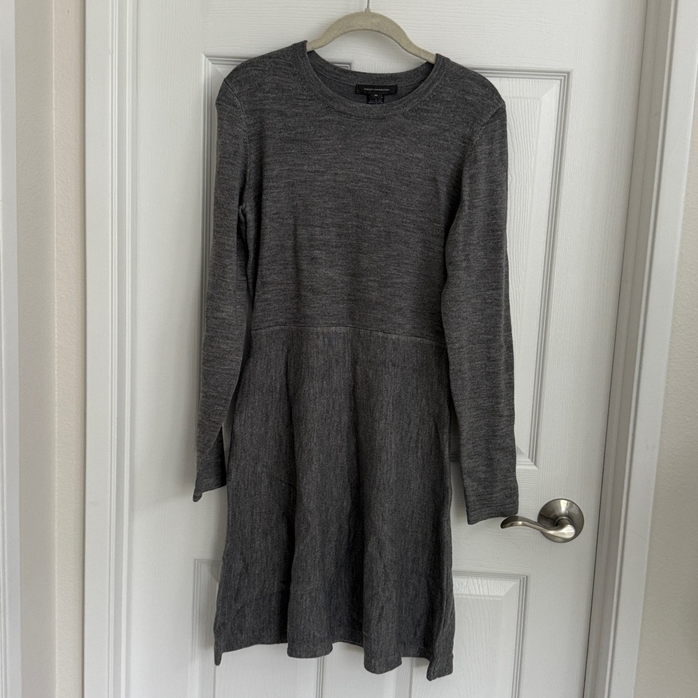 NWT French Connection Heather Gray Crew Neck Sweater Dress